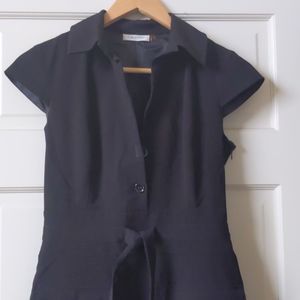 Calvin Klein Sexy black dress with tie and collar